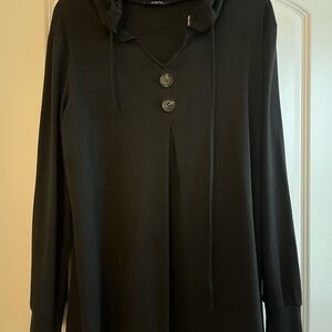 Black Hooded Button-Up Dress
